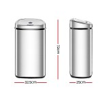devanti 50l motion sensor bin rubbish automatic silver