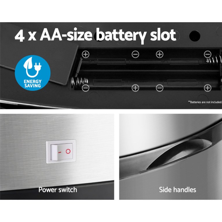 devanti 50l motion sensor bin rubbish automatic silver