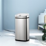 devanti 50l motion sensor bin rubbish automatic silver