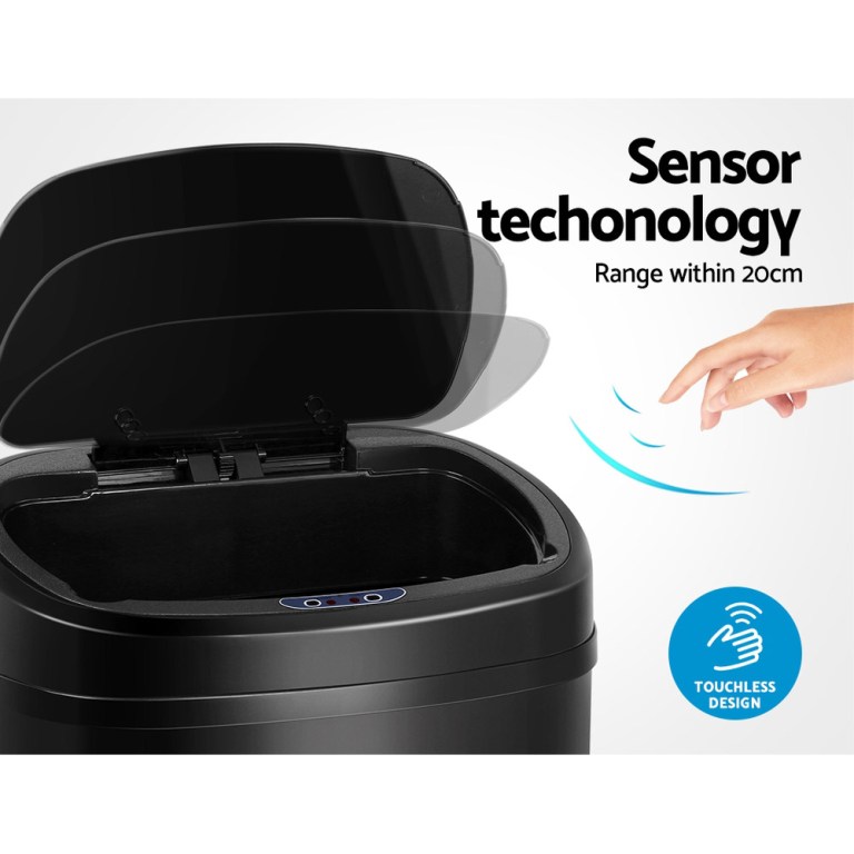 devanti 58l motion sensor bin rubbish automatic black devanti 58l motion sensor bin rubbish automatic black
