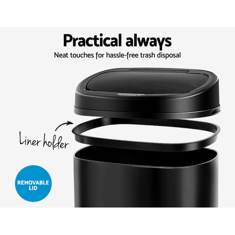 devanti 58l motion sensor bin rubbish automatic black devanti 58l motion sensor bin rubbish automatic black