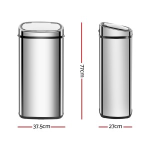 devanti 68l motion sensor bin rubbish automatic silver