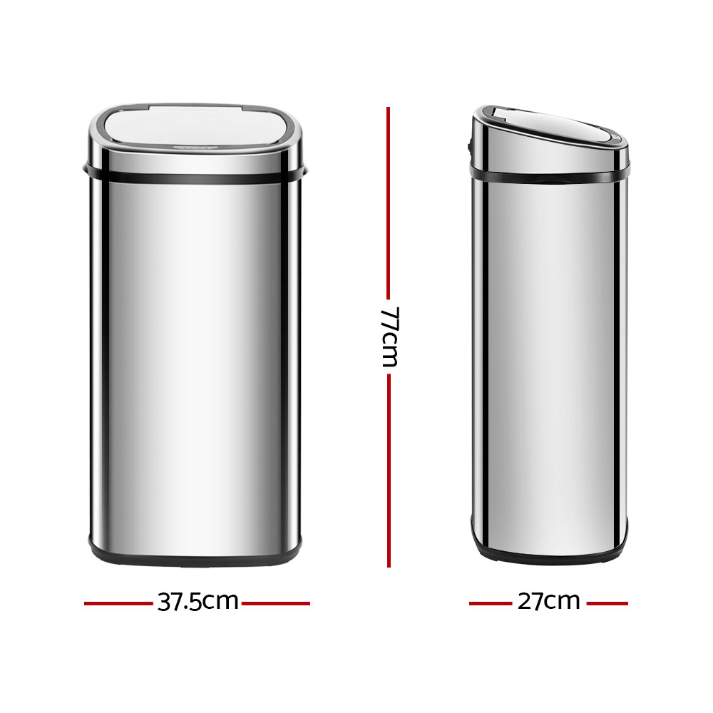 devanti 68l motion sensor bin rubbish automatic silver