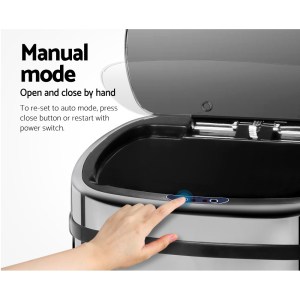 devanti 68l motion sensor bin rubbish automatic silver