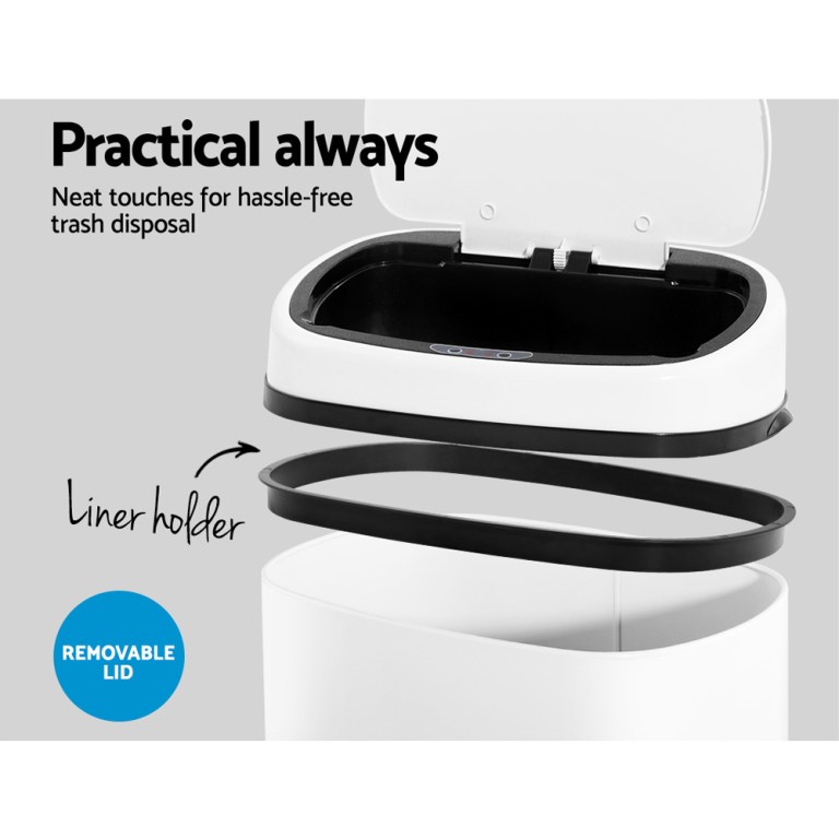 devanti 68l motion sensor bin rubbish automatic white