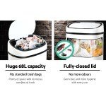 devanti 68l motion sensor bin rubbish automatic white