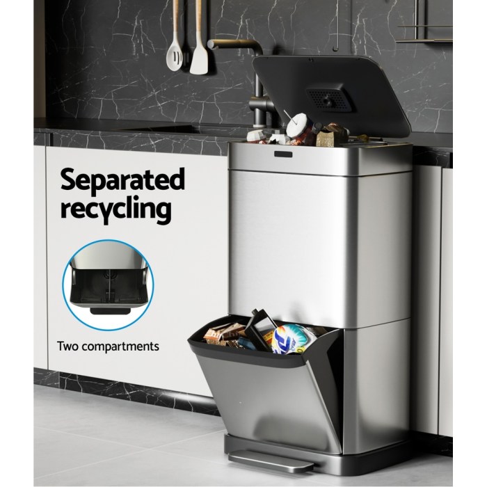 devanti 70l motion sensor bin pedal bins automatic siver devanti 70l motion sensor bin pedal bins automatic siver