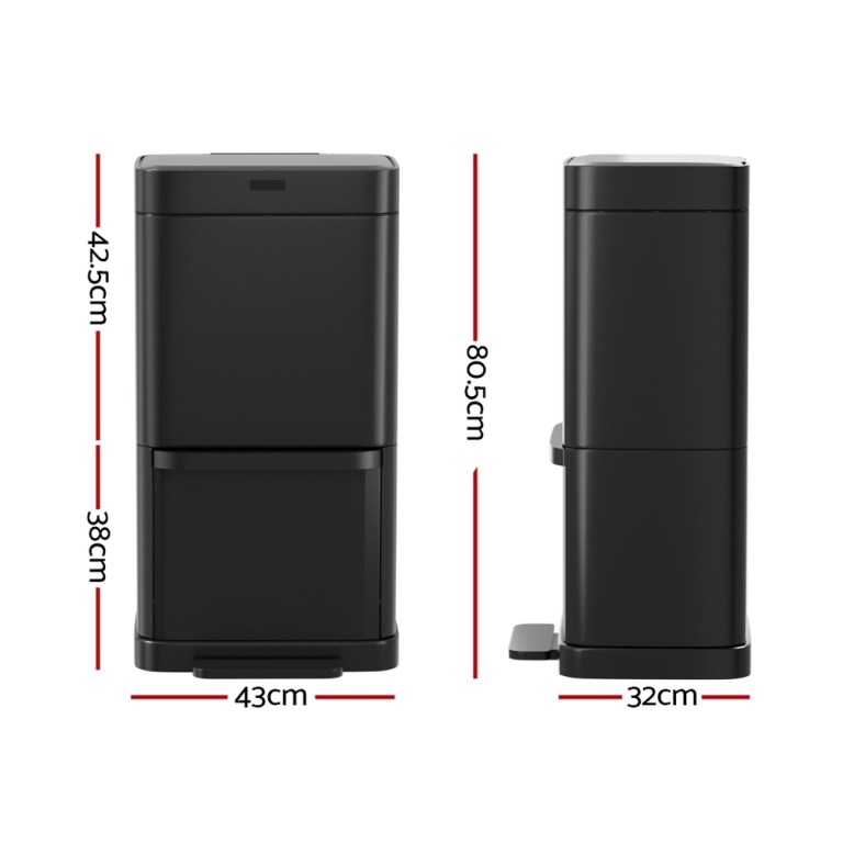 devanti 70l motion sensor bin pedal bins automatic black