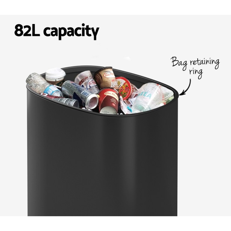 devanti 82l motion sensor bin rubbish automatic black