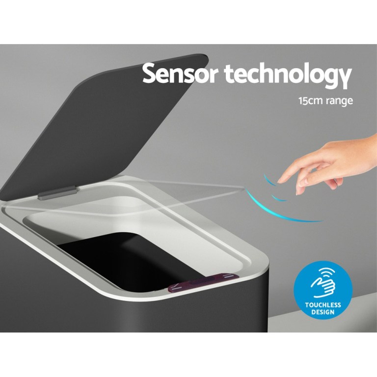 devanti 9l motion sensor bin rubbish automatic ash black devanti 9l motion sensor bin rubbish automatic ash black
