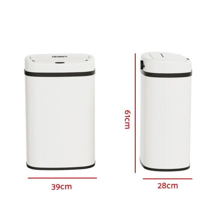 devanti 50l sensor bin motion rubbish automatic white