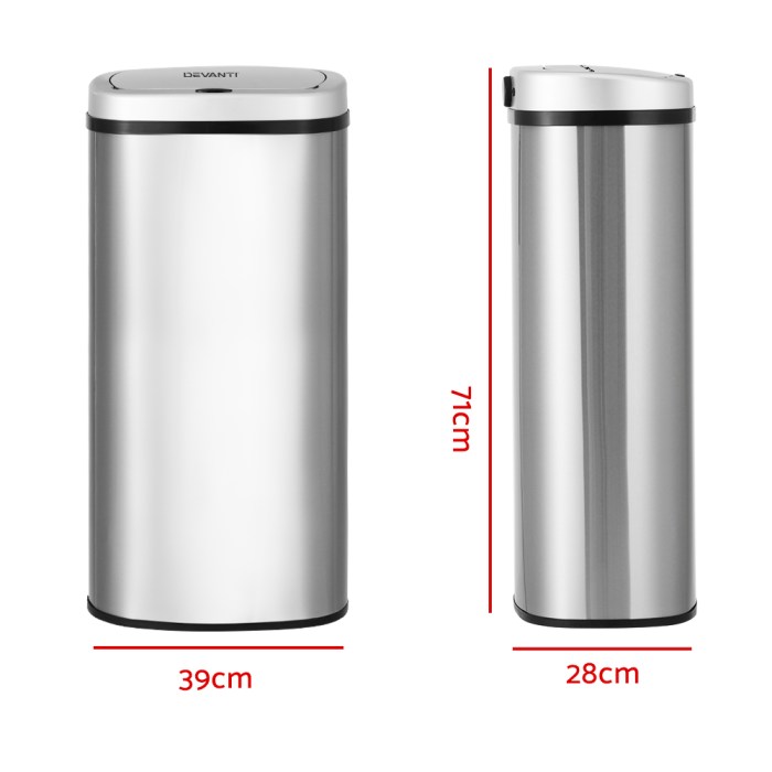 devanti 60l sensor bin motion rubbish automatic silver