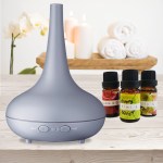 essential oil diffuser ultrasonic humidifier aromatherapy led light 200ml 3 oils matte grey