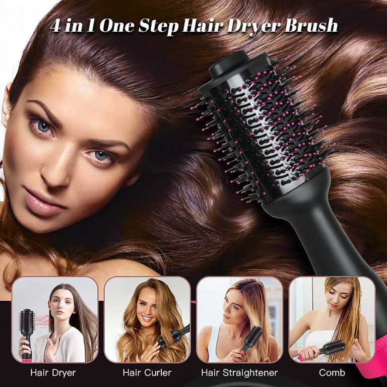 hot air one step hair dryer negative ion anti frizz blowout for drying,straightening, curling and volumizer (au plug)