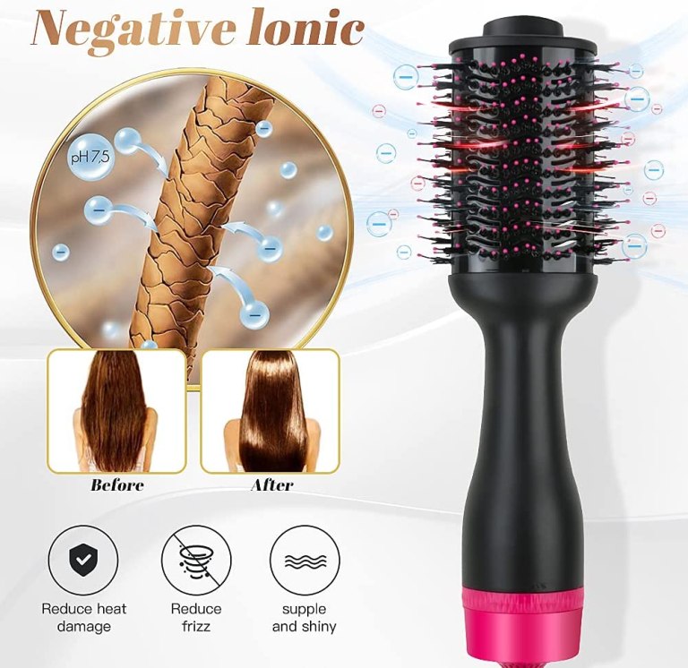 hot air one step hair dryer negative ion anti frizz blowout for drying,straightening, curling and volumizer (au plug)