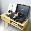 mbeat uptown retro turntable and cassette player with bluetooth speakers