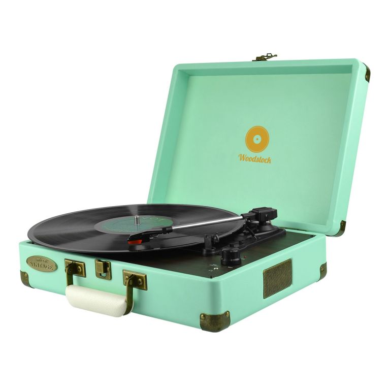 mbeat woodstock tiffany blue retro turntable