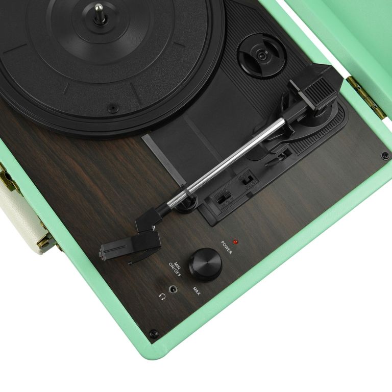 mbeat woodstock tiffany blue retro turntable