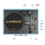 mbeat woodstock ii sky blue retro bluetooth (tx/rx) turntable mbeat woodstock ii sky blue retro bluetooth (tx/rx) turntable