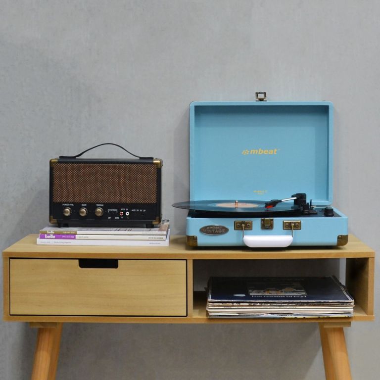 mbeat woodstock ii sky blue retro bluetooth (tx/rx) turntable mbeat woodstock ii sky blue retro bluetooth (tx/rx) turntable