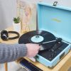 mbeat woodstock ii sky blue retro bluetooth (tx/rx) turntable