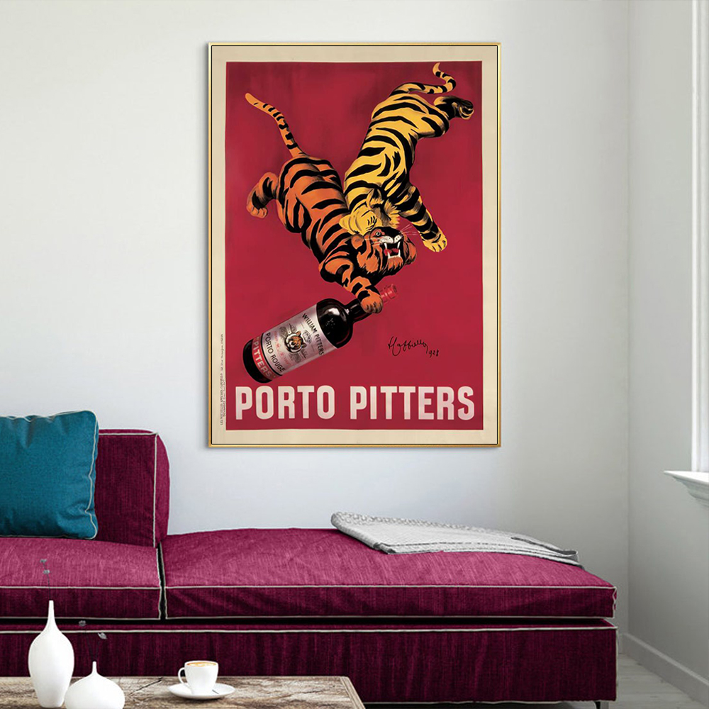 wall art 80cmx120cm porto pitters vintage gold frame canvas