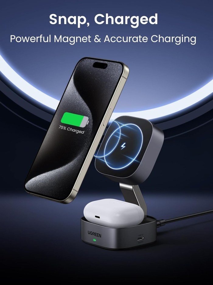 ugreen 35278 2 in 1 magsafe wireless charger with stand