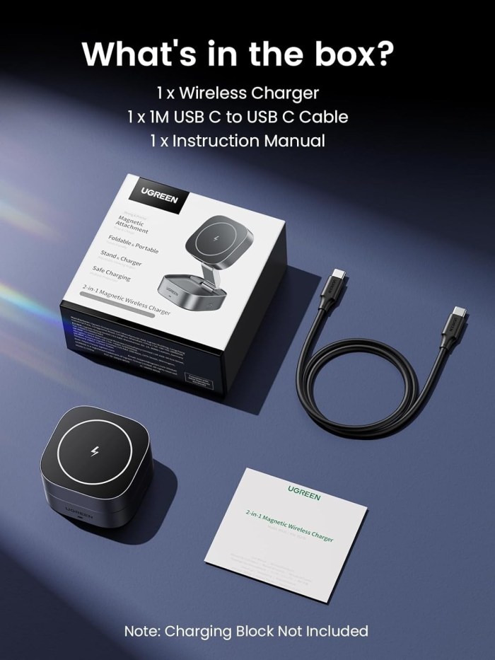 ugreen 35278 2 in 1 magsafe wireless charger with stand