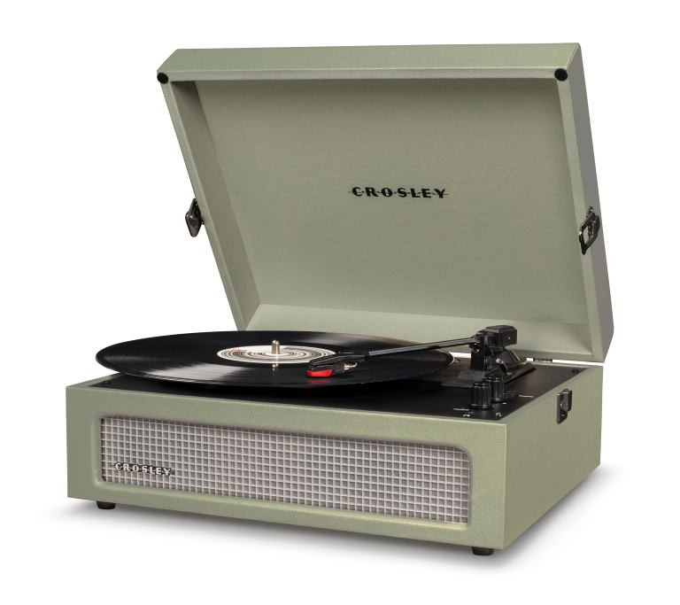 crosley voyager sage bluetooth portable turntable & record storage crate crosley voyager sage bluetooth portable turntable & record storage crate