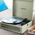 crosley voyager sage bluetooth portable turntable & record storage crate crosley voyager sage bluetooth portable turntable & record storage crate