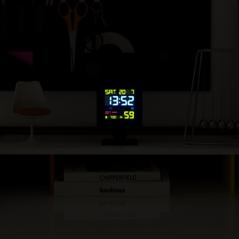 newgate monolith lcd alarm clock black