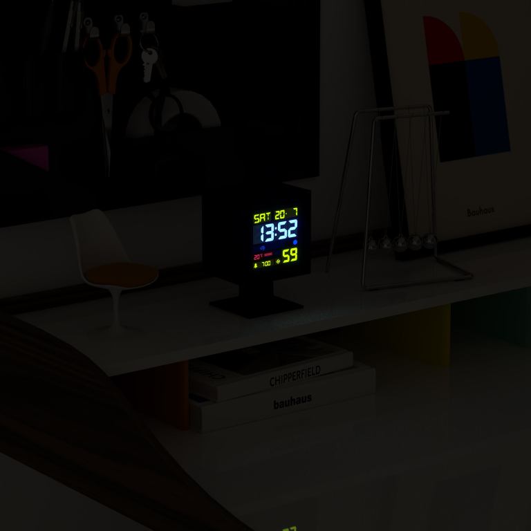 newgate monolith lcd alarm clock black