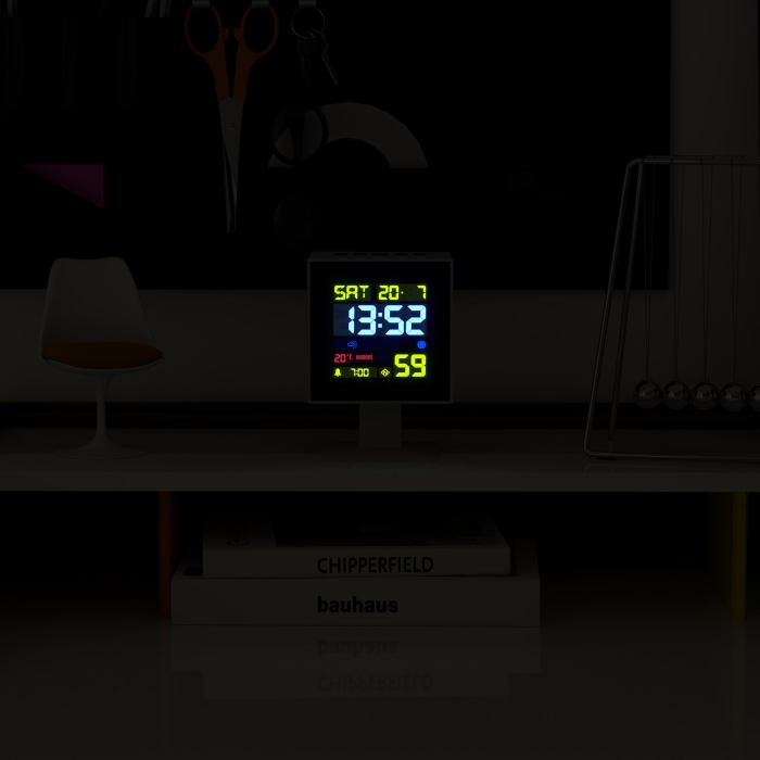 newgate monolith lcd alarm clock white