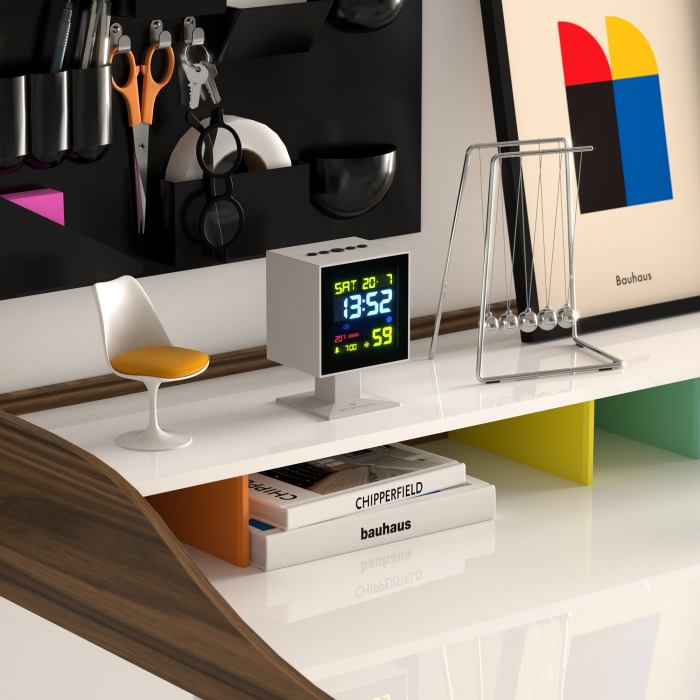 newgate monolith lcd alarm clock white