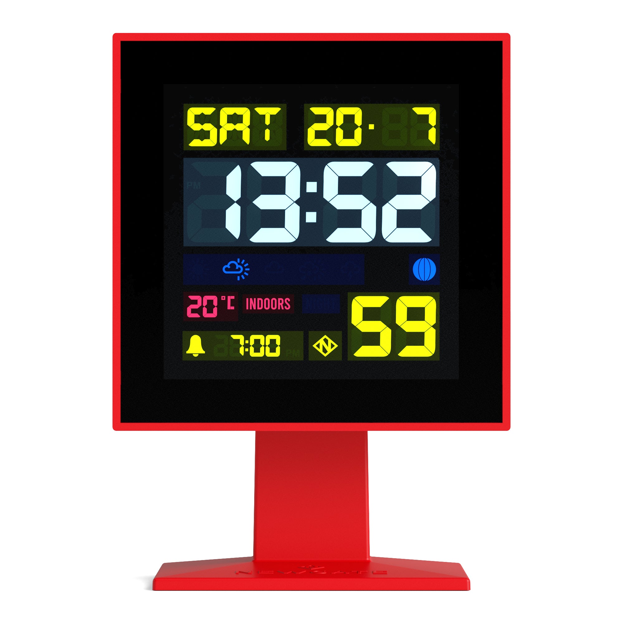Newgate Monolith Lcd Alarm Clock Fire Engine Red Newgate Monolith Lcd Alarm Clock Fire Engine Red