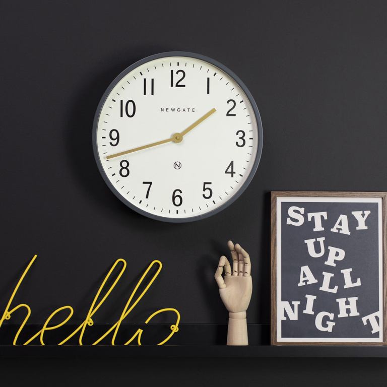 newgate mr edwards clock matte blizzard grey
