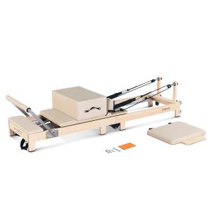 lifespan fitness contour folding wooden pilates reformer machine set (beige)