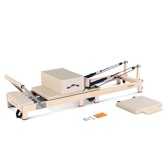 lifespan fitness contour folding wooden pilates reformer machine set (beige) lifespan fitness contour folding wooden pilates reformer machine set (beige)