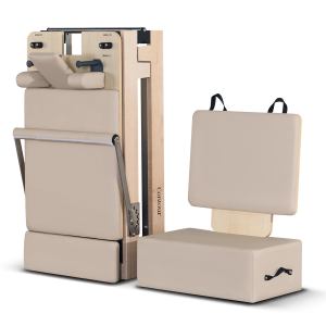 lifespan fitness contour folding wooden pilates reformer machine set (beige)