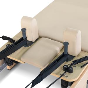 lifespan fitness contour folding wooden pilates reformer machine set (beige)