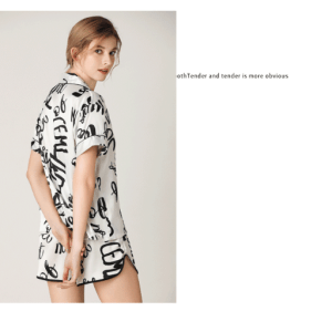 woman sleepwear home wear short sleeve sweet girl white text casual pajamas (m size)
