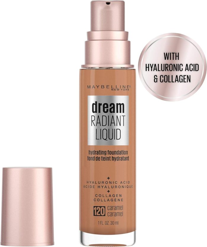maybelline dream radiant liquid hydrating foundation w collagen caramel 120 maybelline dream radiant liquid hydrating foundation w collagen caramel 120