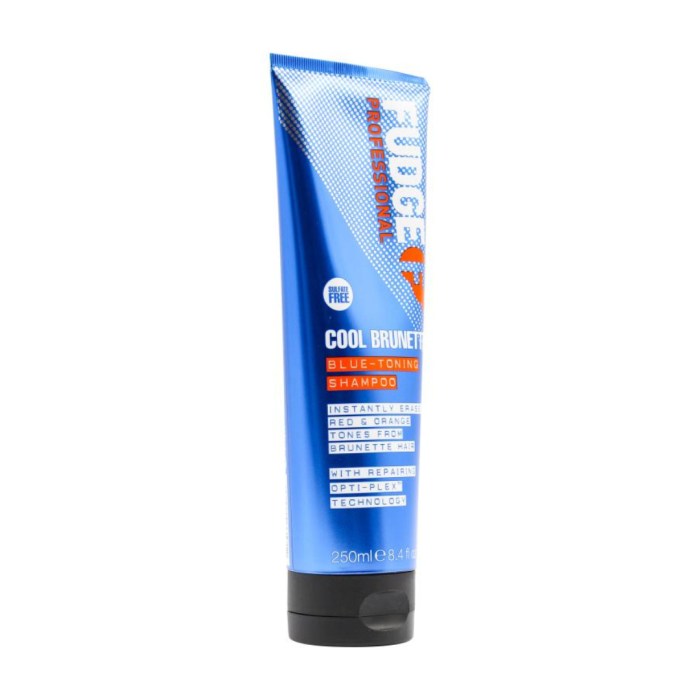 3x fudge 250ml blue toning shampoo erases red & orange from cool brunette hair 3x fudge 250ml blue toning shampoo erases red & orange from cool brunette hair