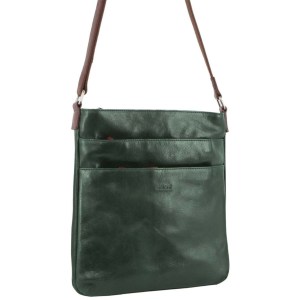 milleni ladies nappa leather zip closure cross body bag travel emerald/chestnut milleni ladies nappa leather zip closure cross body bag travel emerald/chestnut