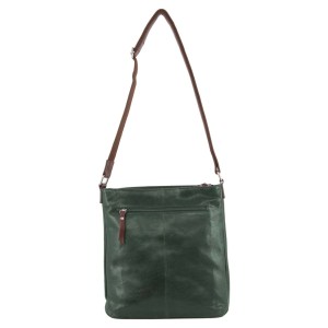 milleni ladies nappa leather zip closure cross body bag travel emerald/chestnut milleni ladies nappa leather zip closure cross body bag travel emerald/chestnut