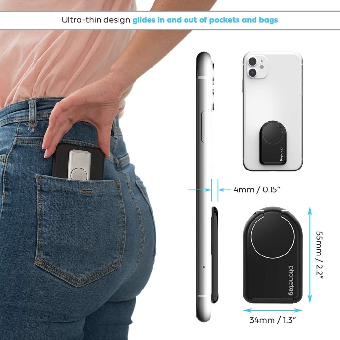 phonetag multi view phone stand with magnetic ring holder universal (black)