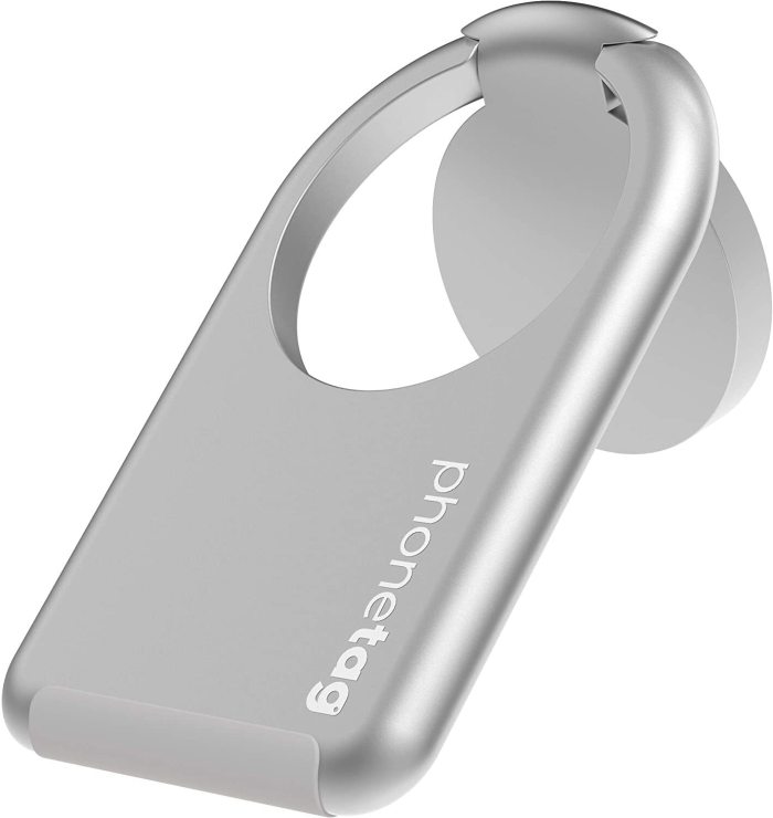 phonetag multi view phone stand with magnetic ring holder universal (silver)
