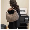 luxury woven leather hobo bag elegant shoulder tote 34*21cm (grey)