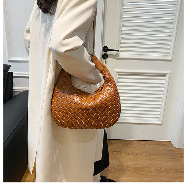 luxury woven leather hobo bag elegant shoulder tote 34*21cm (brown) luxury woven leather hobo bag elegant shoulder tote 34*21cm (brown)