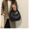 luxury woven leather hobo bag elegant shoulder tote 34*21cm (black) luxury woven leather hobo bag elegant shoulder tote 34*21cm (black)